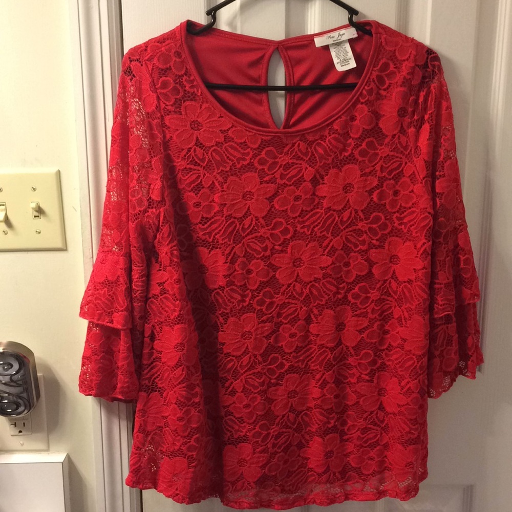 Super cute red lace top